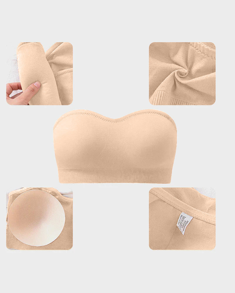 Non-Slip Seamless Strapless Bandeau Bra - FirmaHold