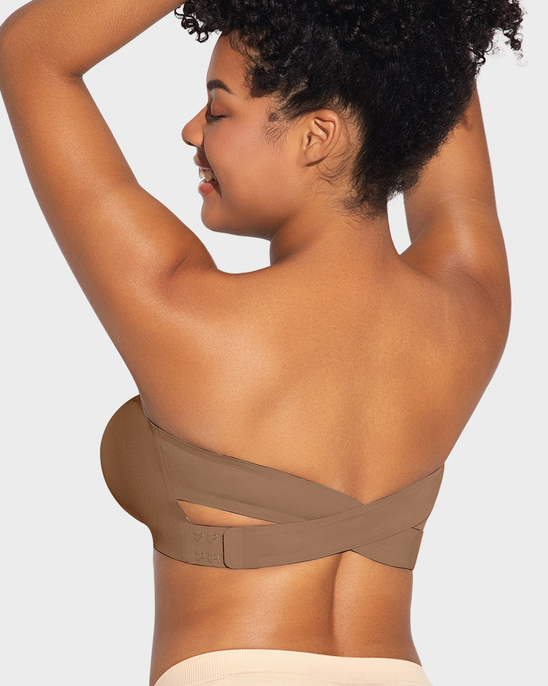 Non-Slip Crossover Bandeau Bra with Side Hook - FirmaHold