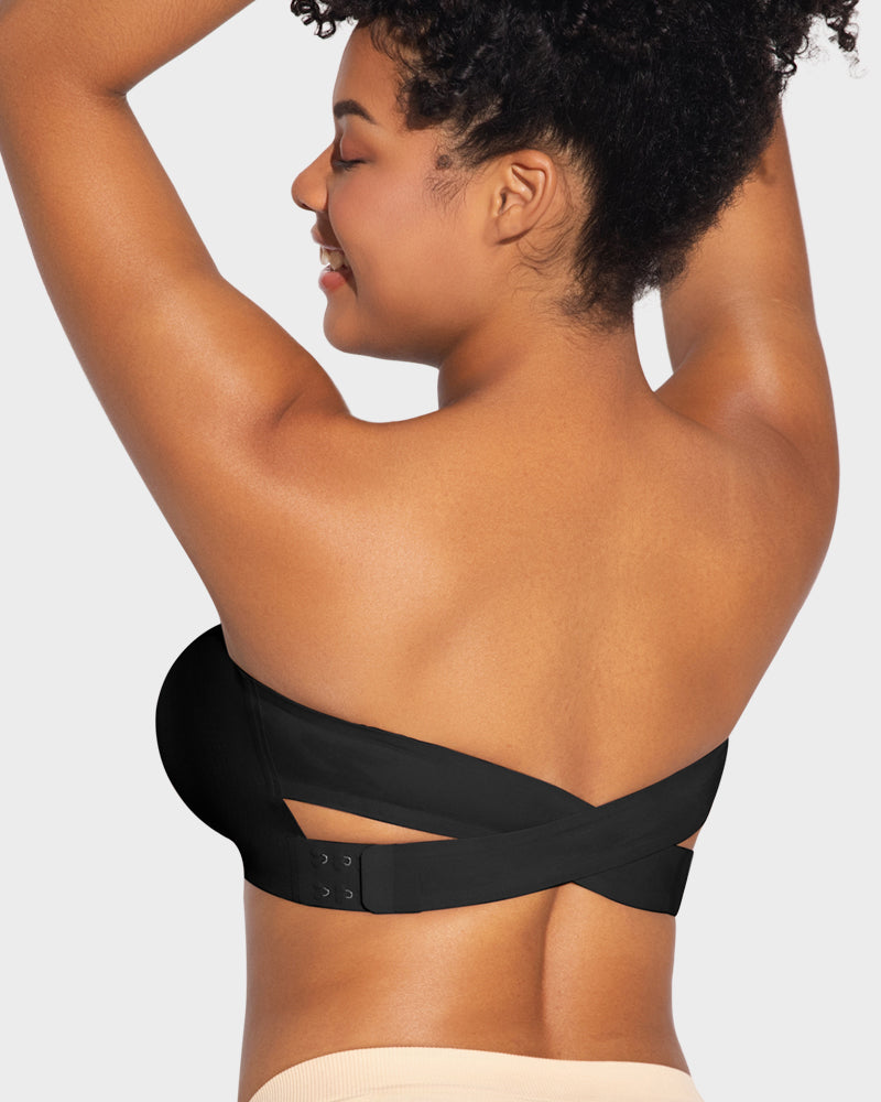 Non-Slip Crossover Bandeau Bra with Side Hook - FirmaHold