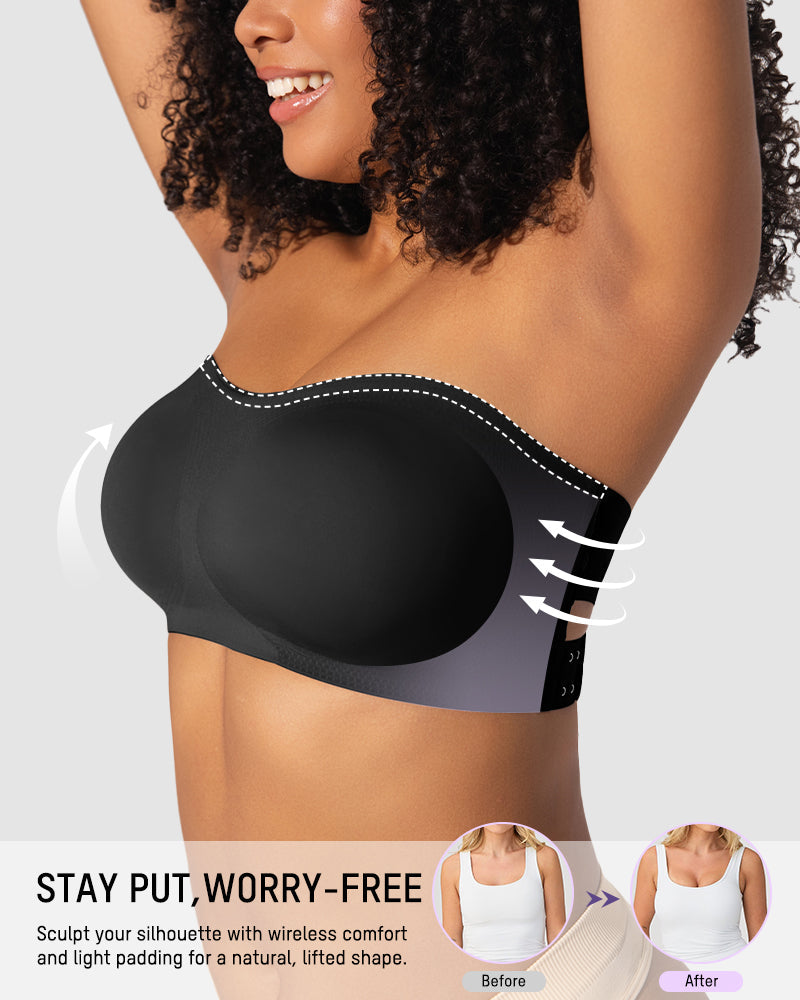Non-Slip Crossover Bandeau Bra with Side Hook - FirmaHold