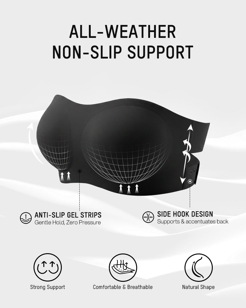 Non-Slip Crossover Bandeau Bra with Side Hook - FirmaHold