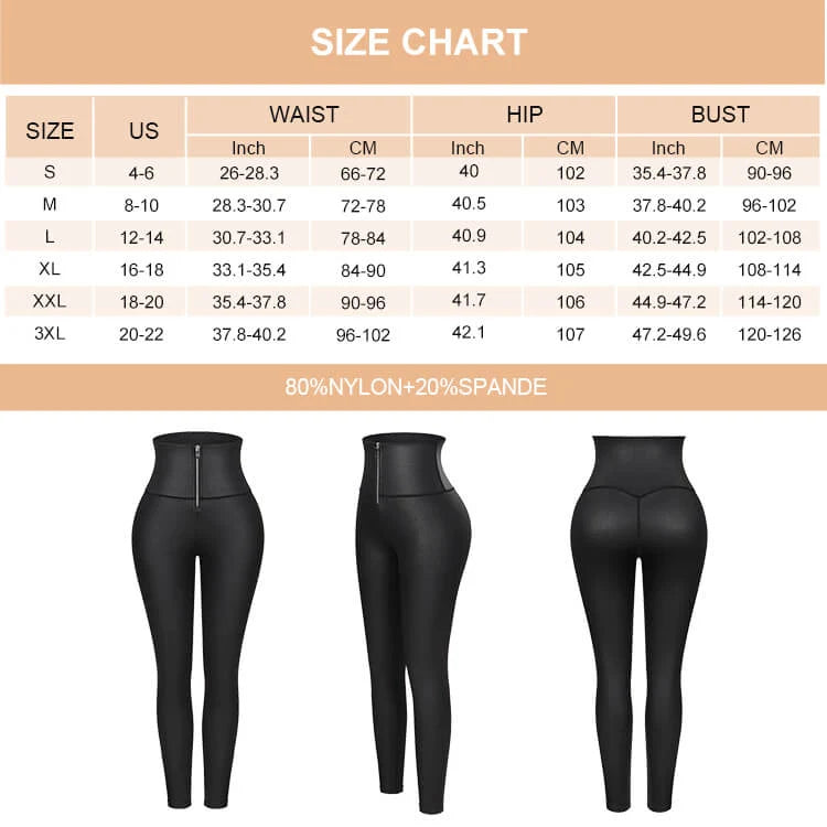 High Waist Tummy Control Active Stretch Pants - FirmaActive size chart