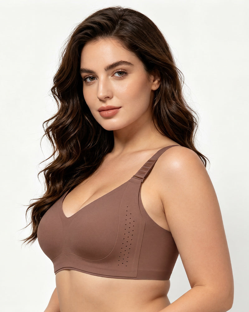 V-Neck Wireless Minimizer Bra with Adjustable Clasp - FirmaSmooth
