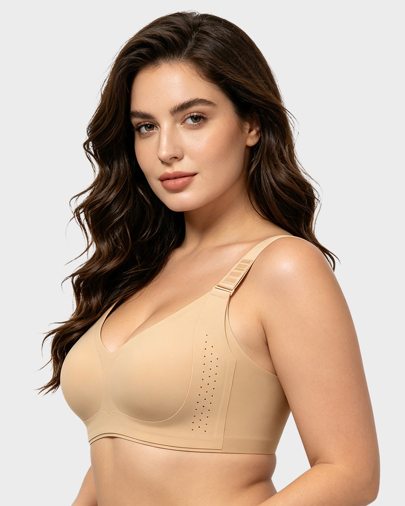 V-Neck Wireless Minimizer Bra with Adjustable Clasp - FirmaSmooth