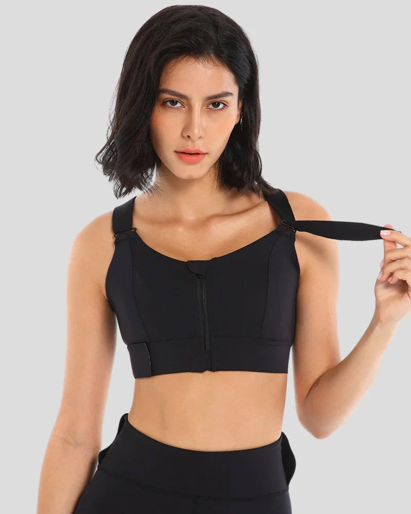 Plus Size Zip-Front High Impact Sports Bra - FirmaActive