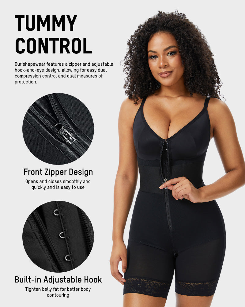 Power Mesh Deep-V Shapewear Bodysuit - FirmaSculpt