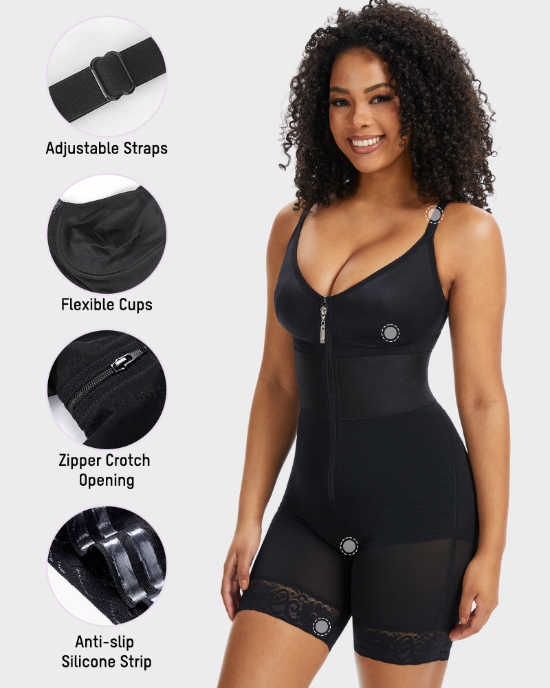 Power Mesh Deep-V Shapewear Bodysuit - FirmaSculpt