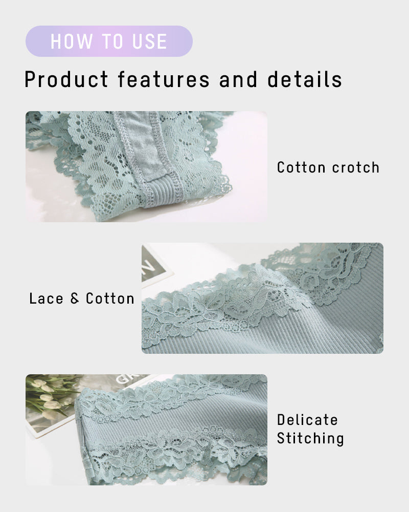 Ribbed Cotton Lace Mid-Rise Knickers 9-Pack - FirmaLace