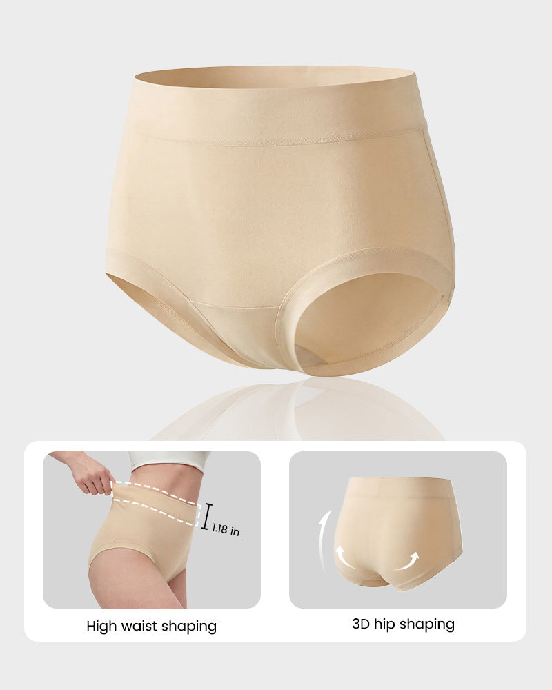 Seamless High-Waist Full Coverage Cotton Knickers 5-Pack - FirmaSoft