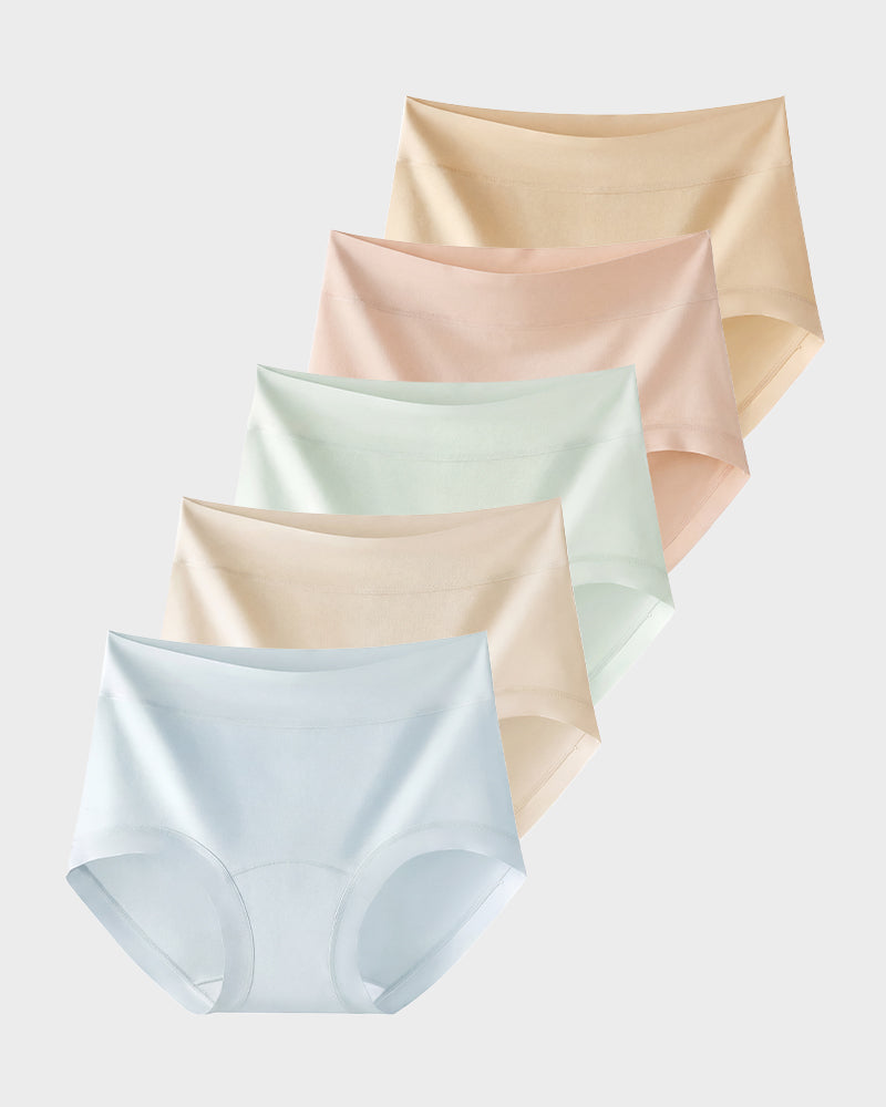 Seamless High-Waist Full Coverage Cotton Knickers 5-Pack - FirmaSoft