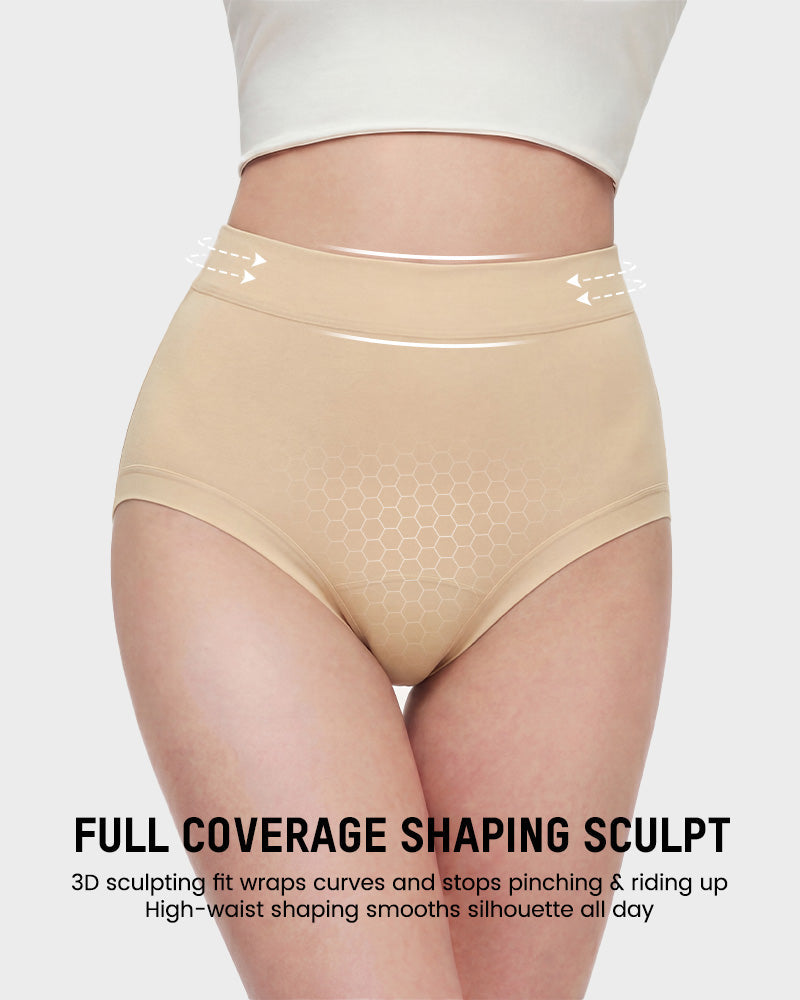 Seamless High-Waist Full Coverage Cotton Knickers 5-Pack - FirmaSoft