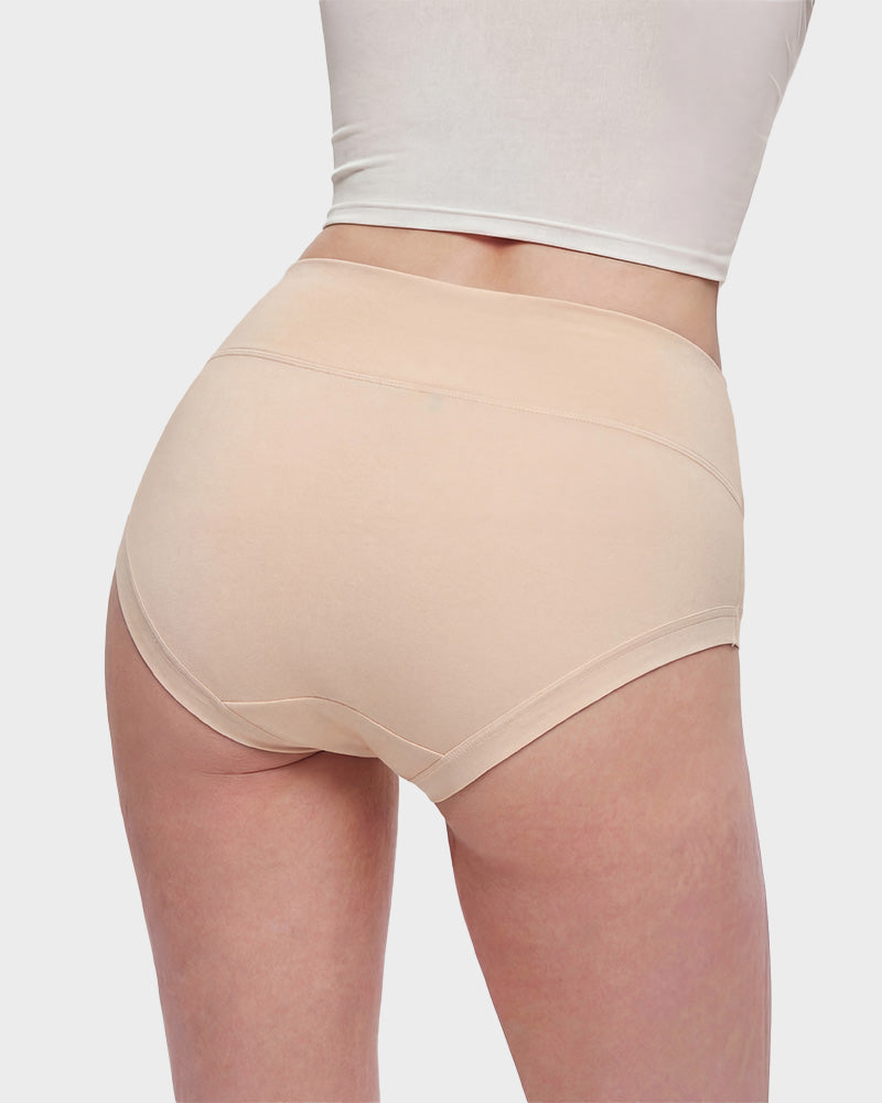 Seamless High-Waist Full Coverage Cotton Knickers 5-Pack - FirmaSoft