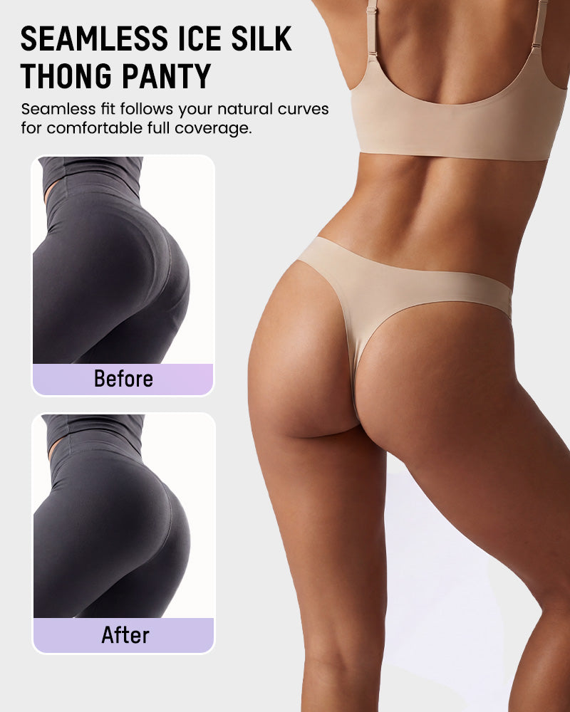Seamless Ice Silk No-Show Thong Underwear 5-Pack - FirmaSmooth