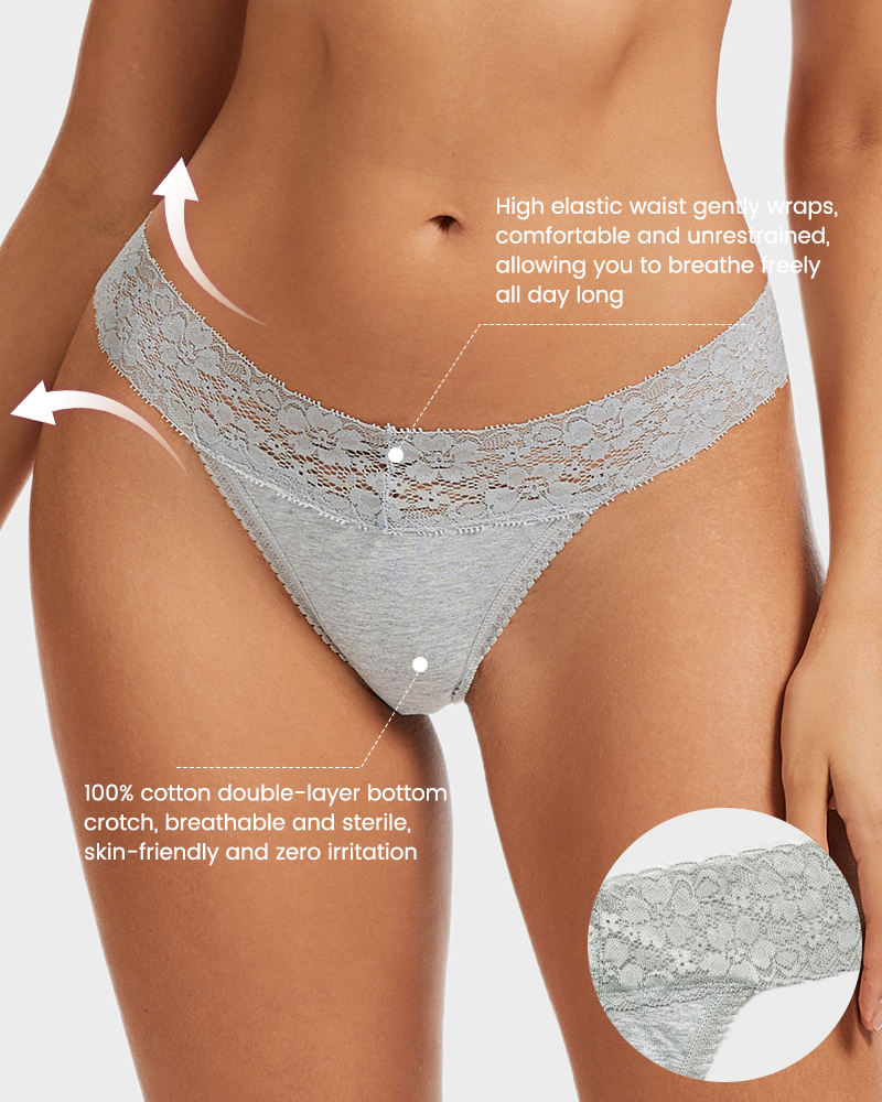 Seamless Low-Rise Lace Thong Knickers 3-Pack - FirmaLace