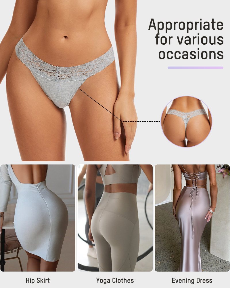 Seamless Low-Rise Lace Thong Knickers 3-Pack - FirmaLace