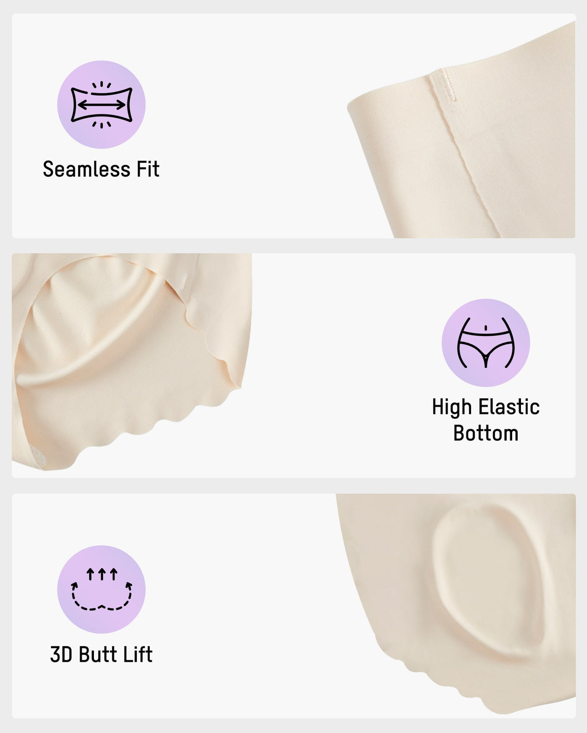 Seamless No Camel Toe Silk Antibacterial Gusset Knickers 5-Pack - FirmaSmooth