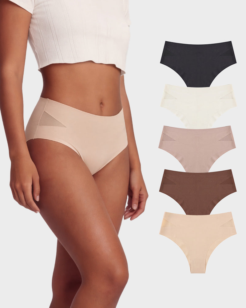 Seamless Mesh Cutout Knickers 5-Pack - FirmaBreeze