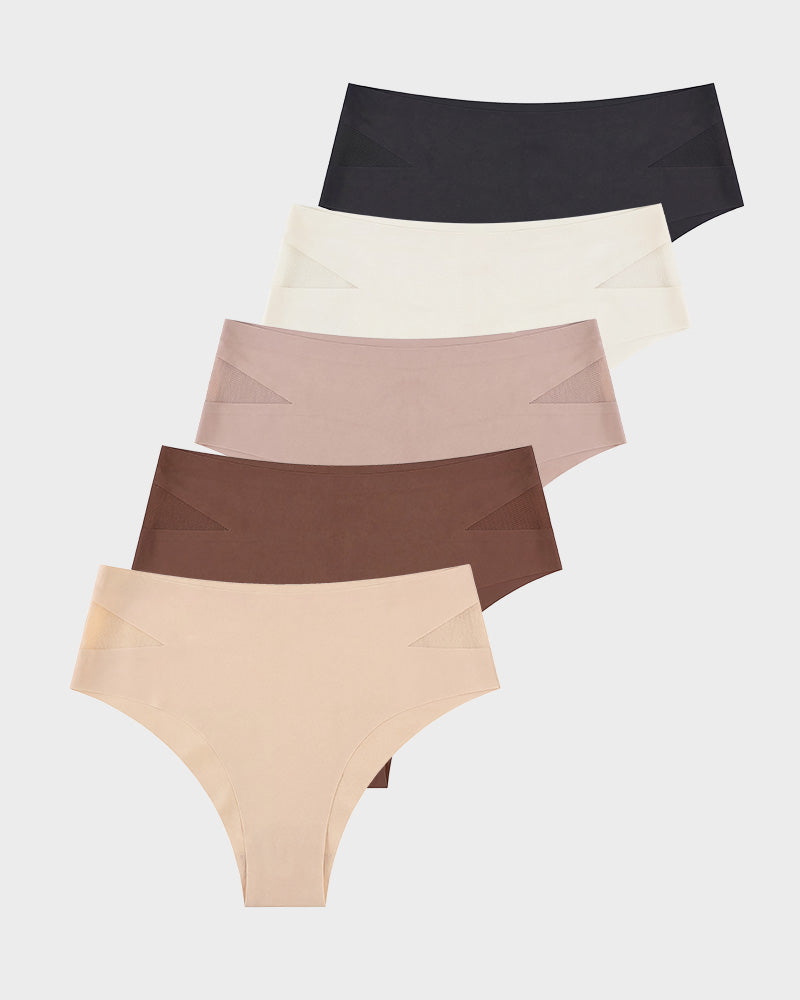 Seamless Mesh Cutout Knickers 5-Pack - FirmaBreeze