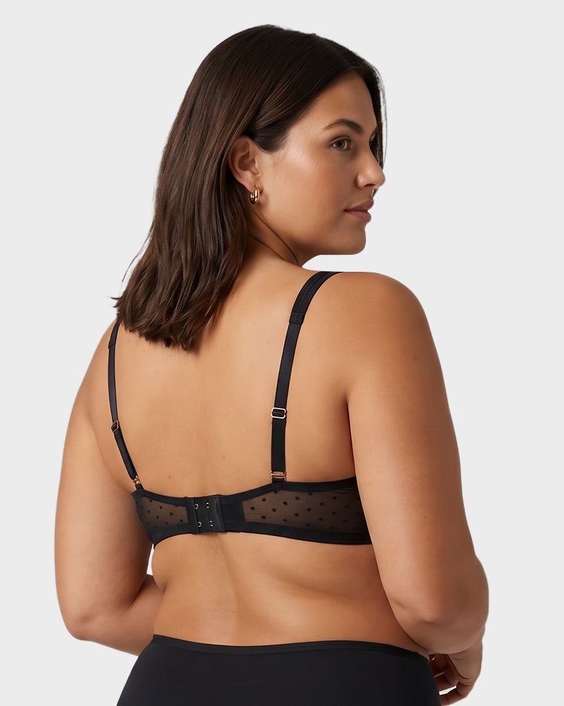Sheer Unlined Dot-Mesh Balconette Bra - FirmaLace