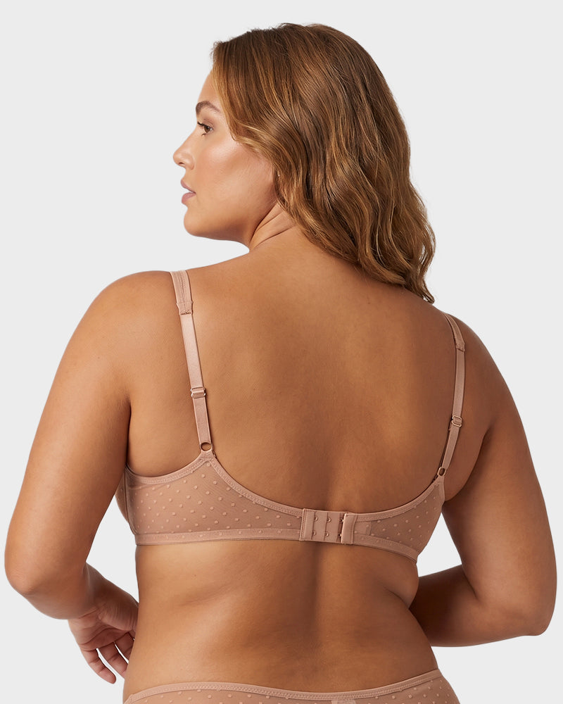 Sheer Unlined Dot-Mesh Balconette Bra - FirmaLace