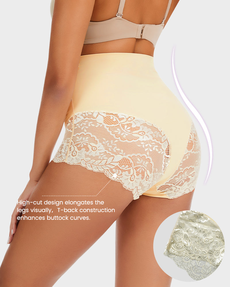 High-Waisted Sheer Lace Briefs 4-Pack - FirmaLace