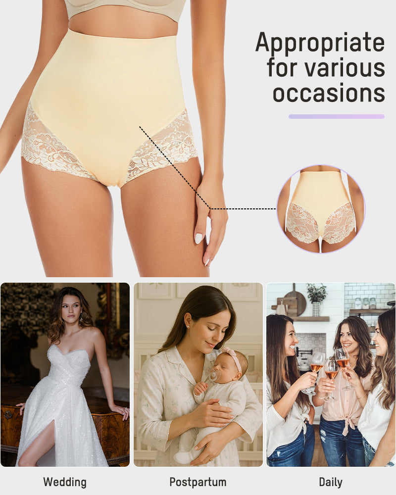 High-Waisted Sheer Lace Briefs 4-Pack - FirmaLace