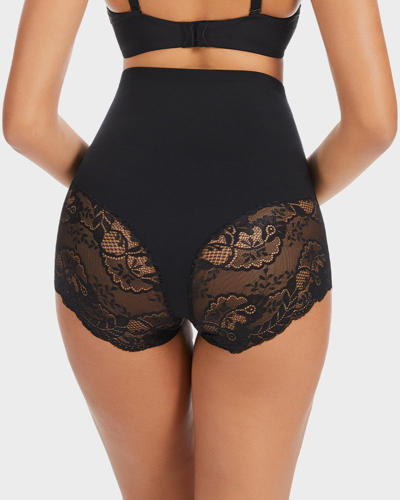 High-Waisted Sheer Lace Briefs 4-Pack - FirmaLace