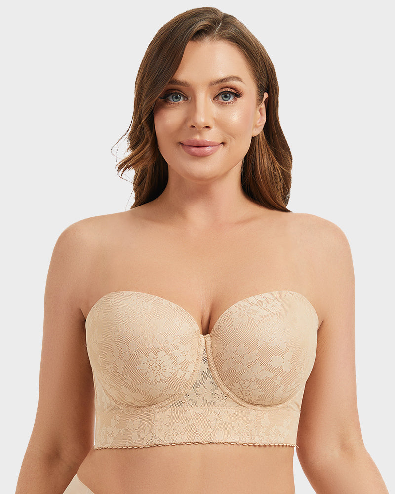 Longline Lace Strapless Underwire Bra - FirmaHold