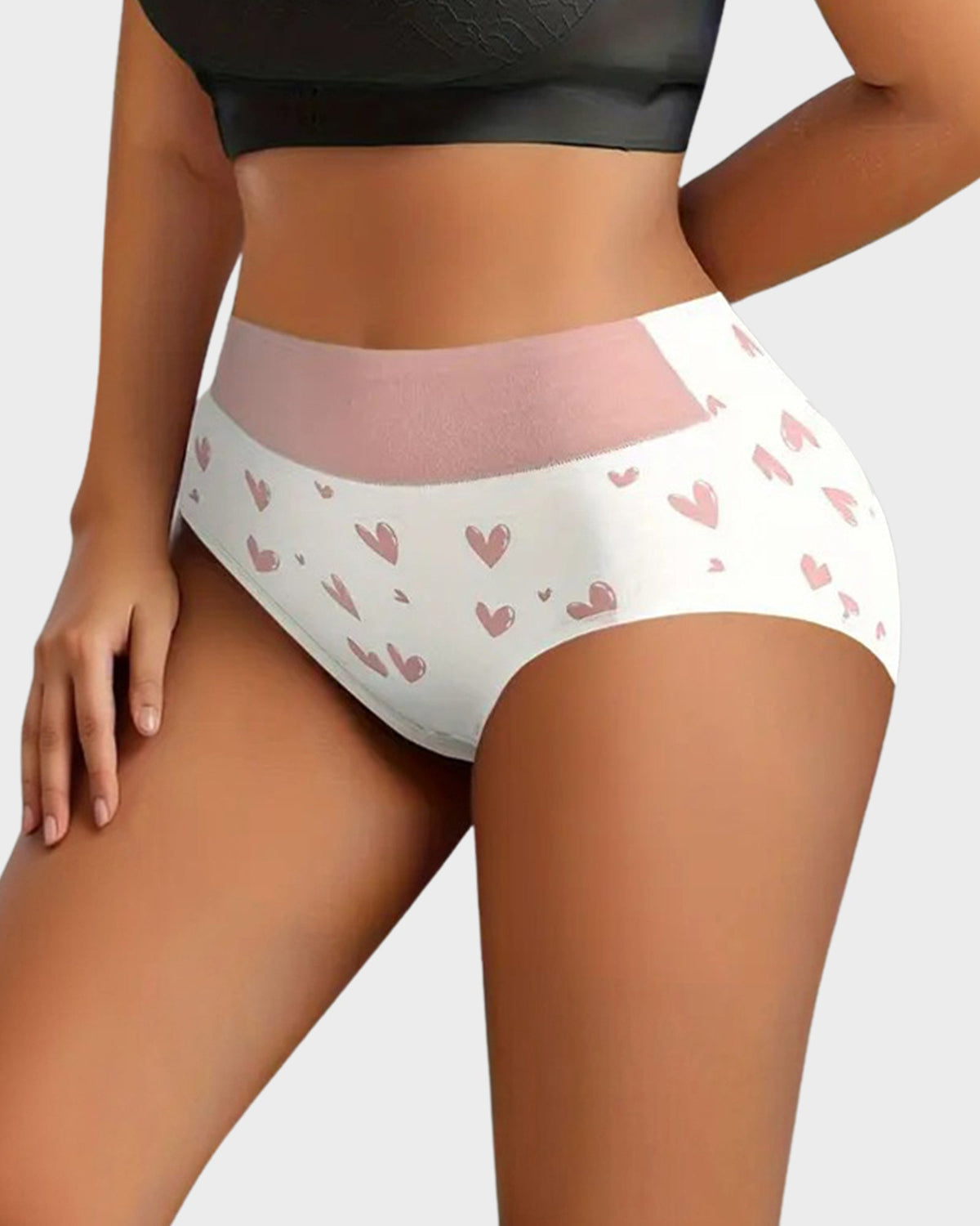 Soft Cotton Heart Print High-Waist Knickers 6-Pack - FirmaSoft