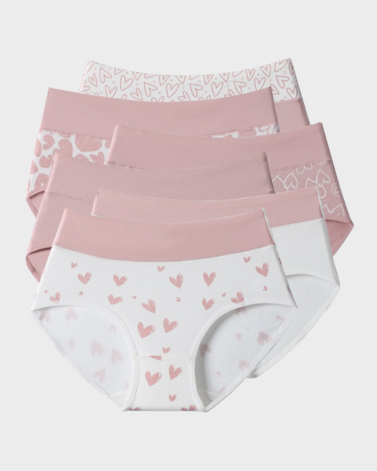 Soft Cotton Heart Print High-Waist Knickers 6-Pack - FirmaSoft