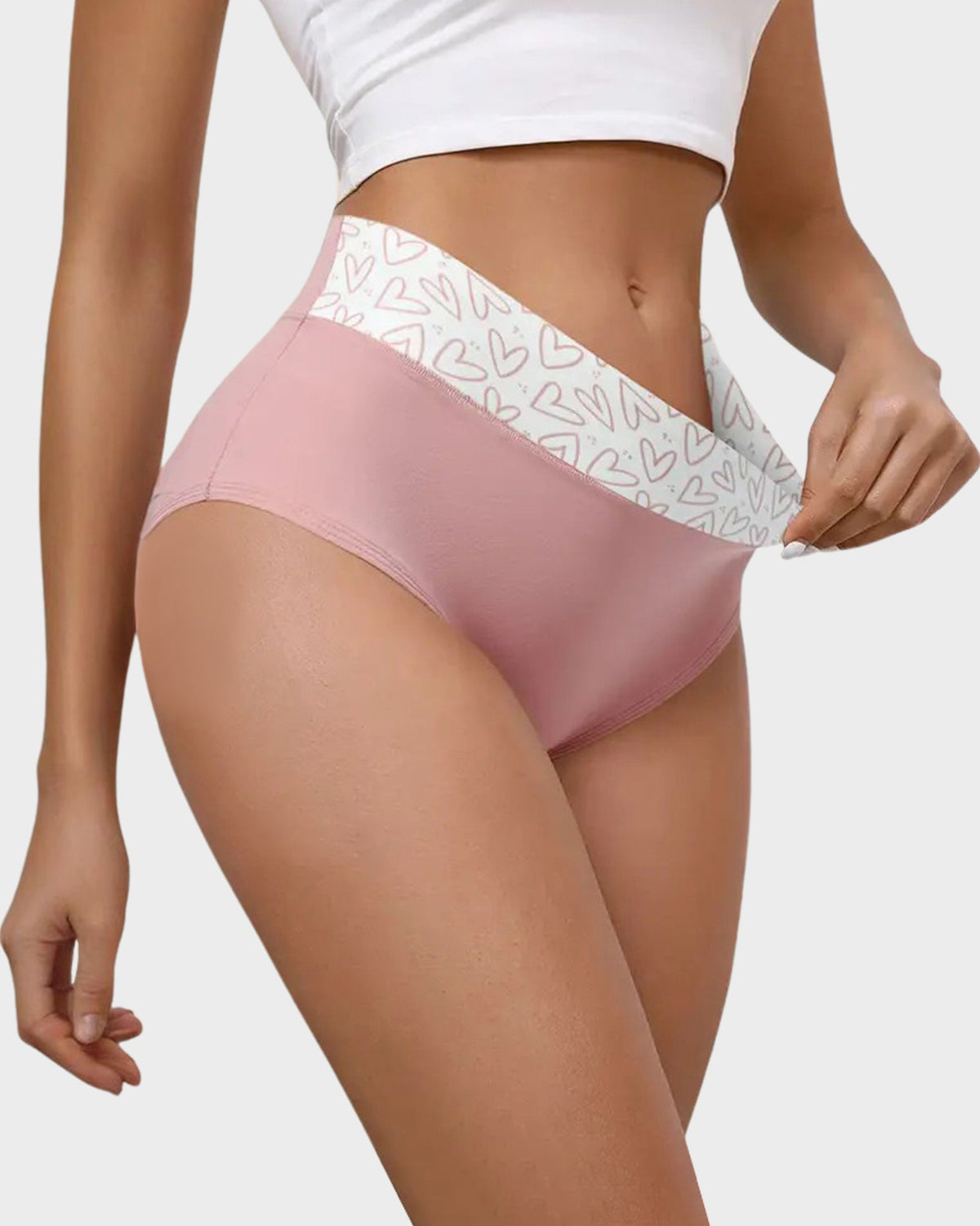 Soft Cotton Heart Print High-Waist Knickers 6-Pack - FirmaSoft