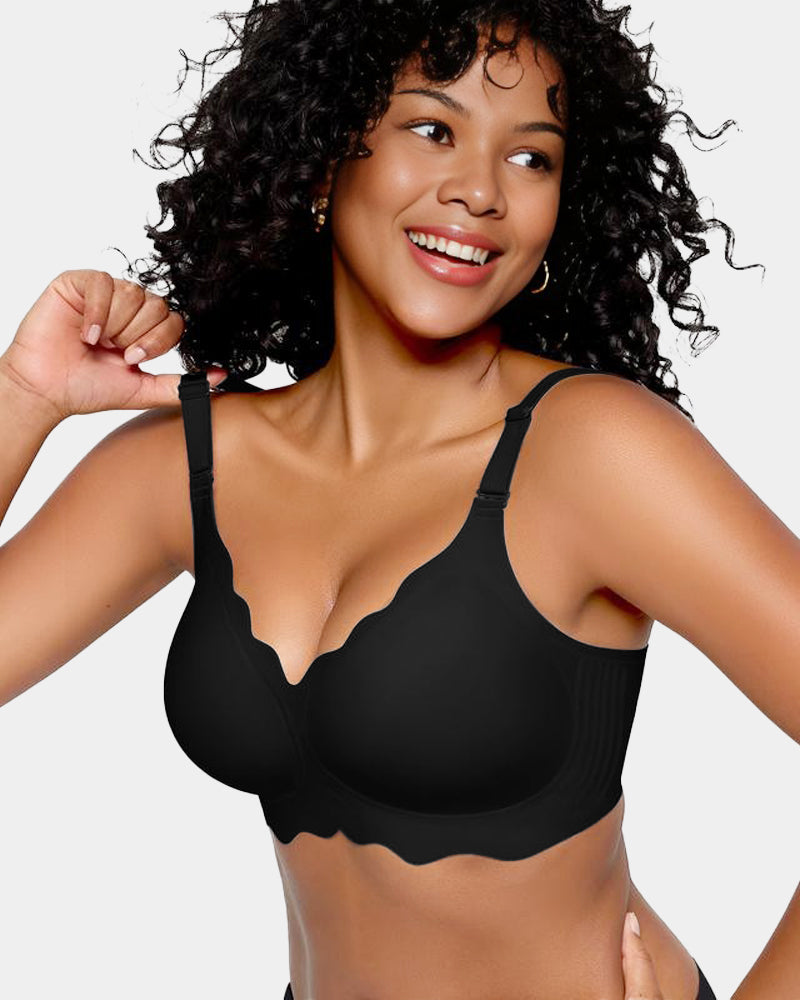 Full Coverage Wireless Jelly Bra with Scalloped Edges - FirmaSoft