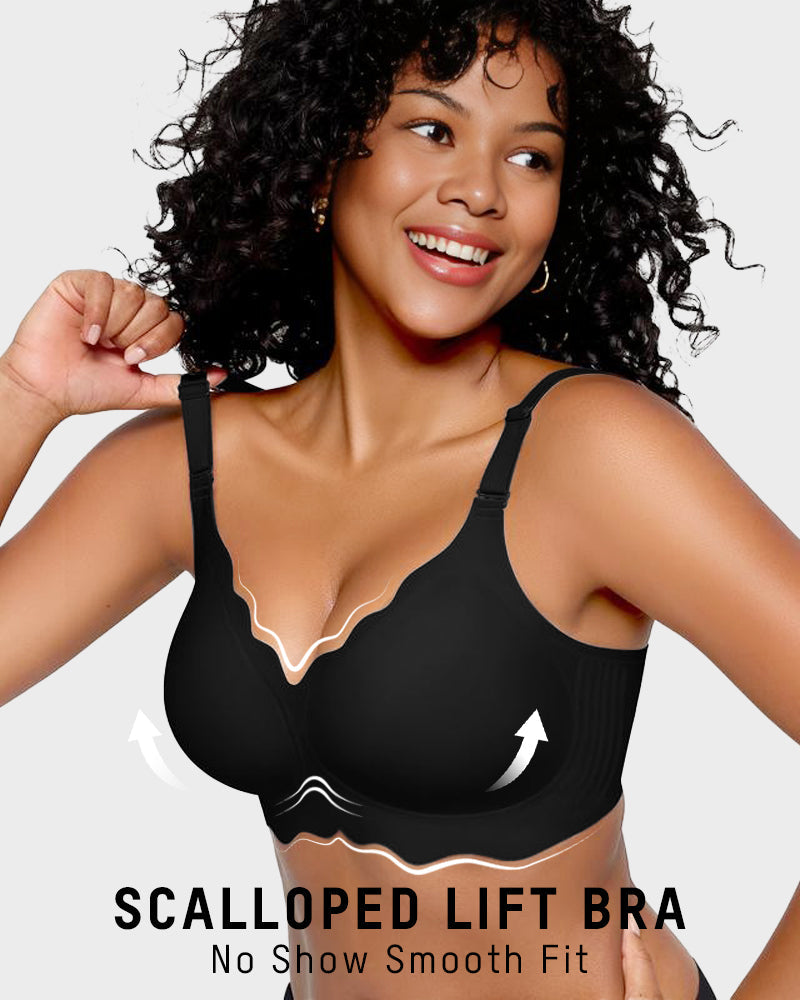 Full Coverage Wireless Jelly Bra with Scalloped Edges - FirmaSoft