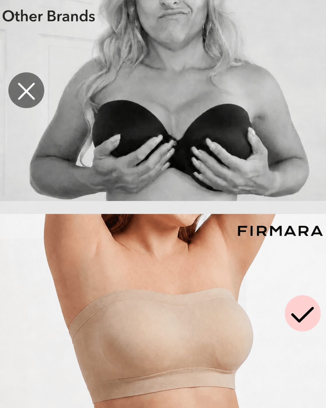 Stay-Put Wireless Seamless Bandeau Bra - FirmStay