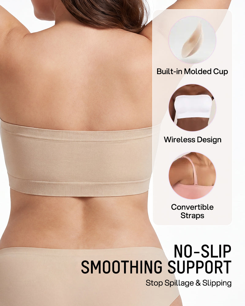 Stay-Put Wireless Seamless Bandeau Bra - FirmStay