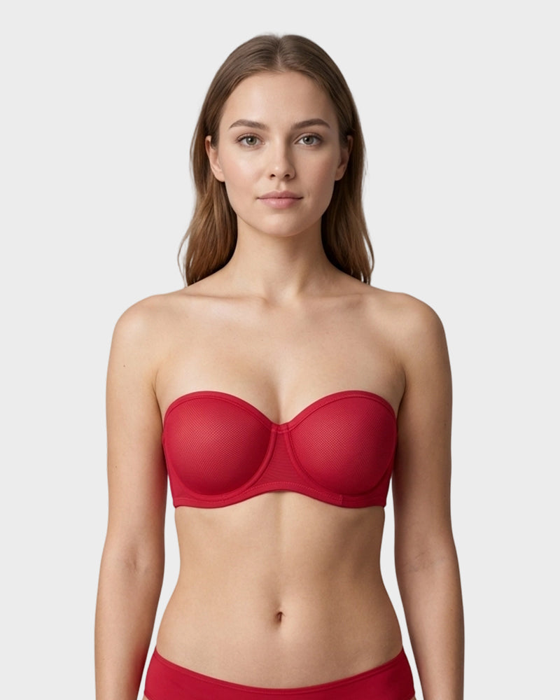 Strapless Mesh Underwire Balconette Bra - FirmaBreeze