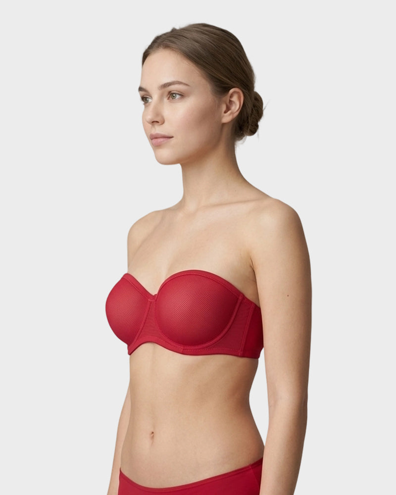 Strapless Mesh Underwire Balconette Bra - FirmaBreeze