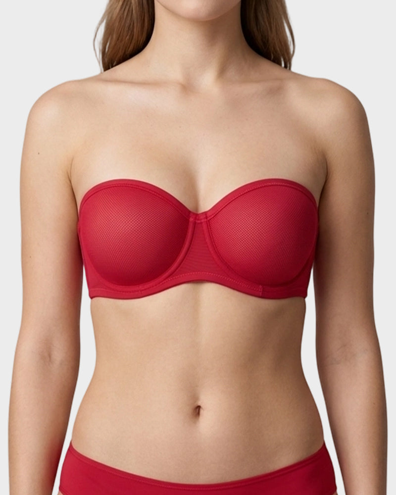 Strapless Mesh Underwire Balconette Bra - FirmaBreeze
