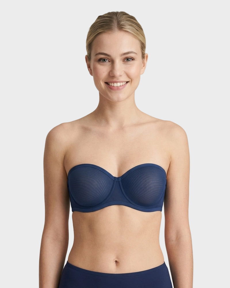 Strapless Mesh Underwire Balconette Bra - FirmaBreeze