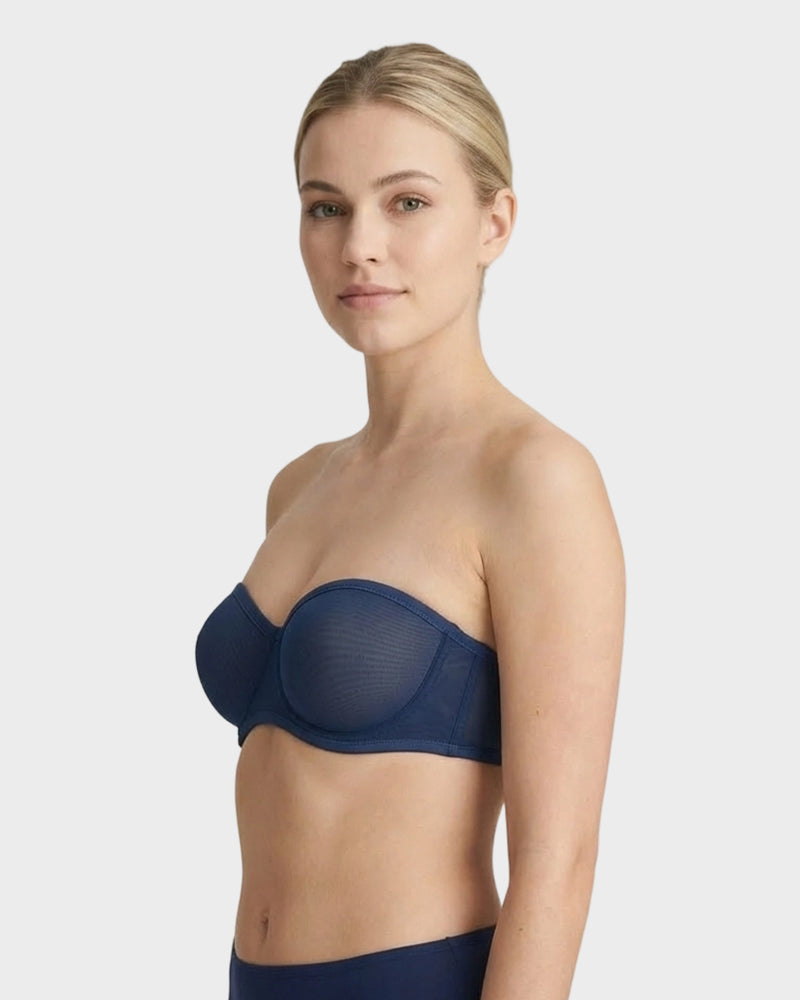 Strapless Mesh Underwire Balconette Bra - FirmaBreeze