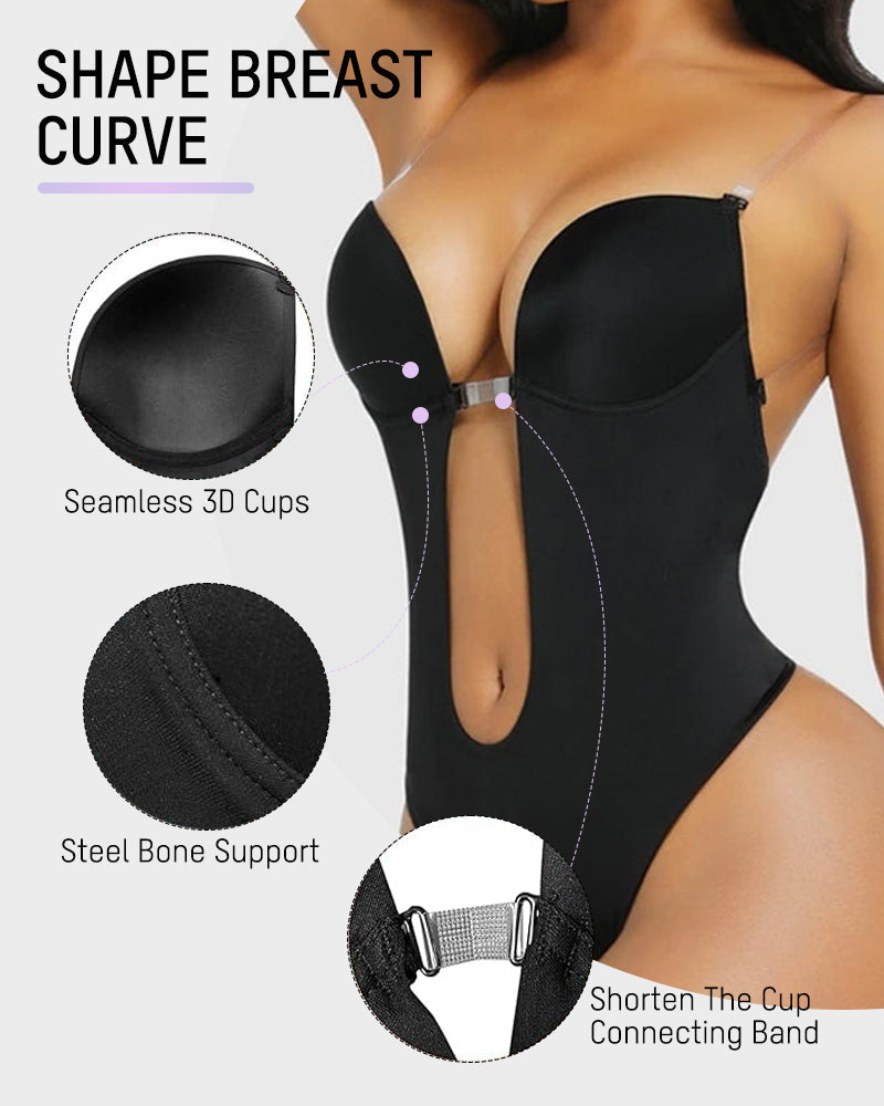 Strapless U-Plunge Thong Shaping Bodysuit - FirmaSculpt