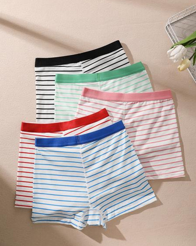 Striped Soft Breathable Boyshort Knickers 5-Pack - FirmaBreeze