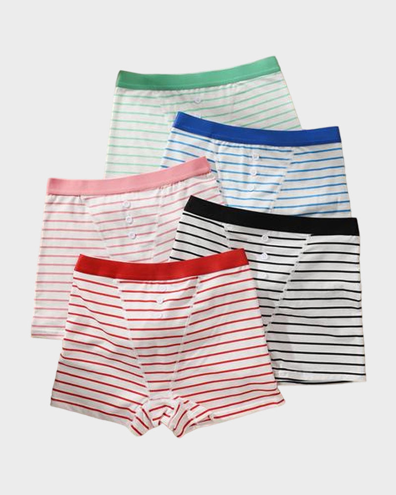 Striped Soft Breathable Boyshort Knickers 5-Pack - FirmaBreeze