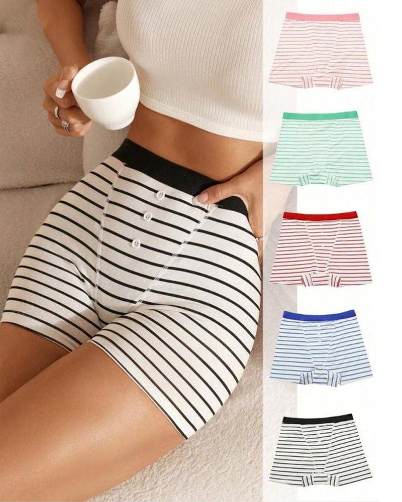 Striped Soft Breathable Boyshort Knickers 5-Pack - FirmaBreeze