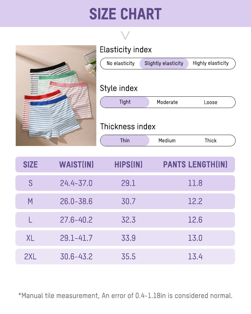 Striped Soft Breathable Boyshort Knickers 5-Pack - FirmaBreeze