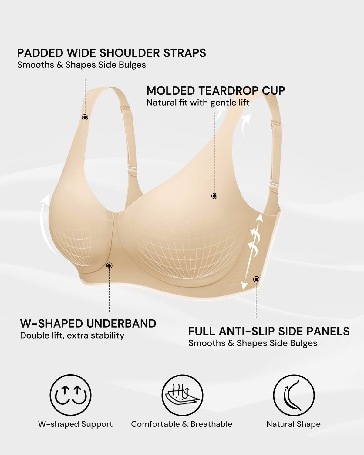 Teardrop Wireless Minimizer Bra with Full Coverage - FirmaSmooth