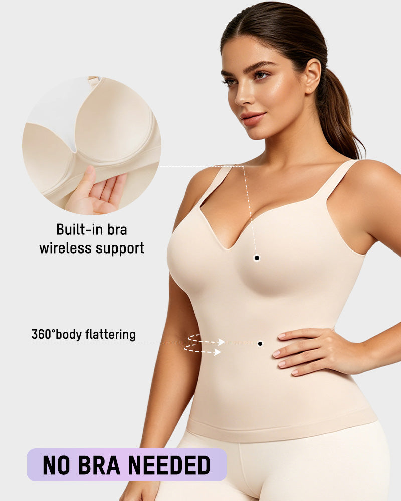 V-Neck Built-In Bra Shaping Cami - FirmaSculpt