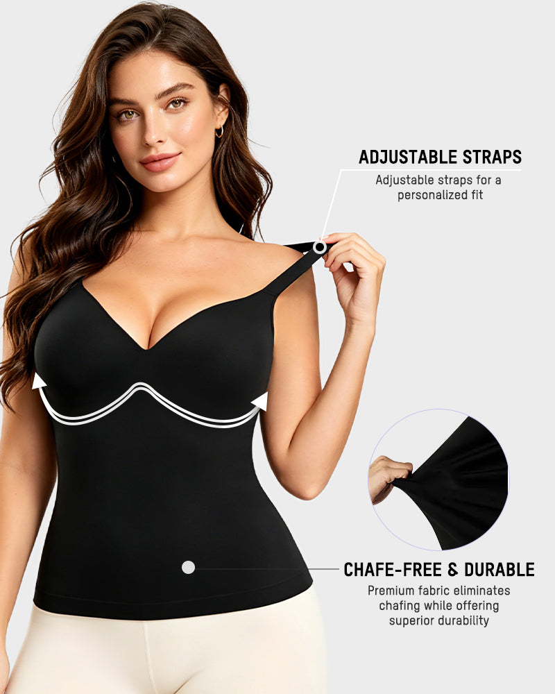 V-Neck Built-In Bra Shaping Cami - FirmaSculpt