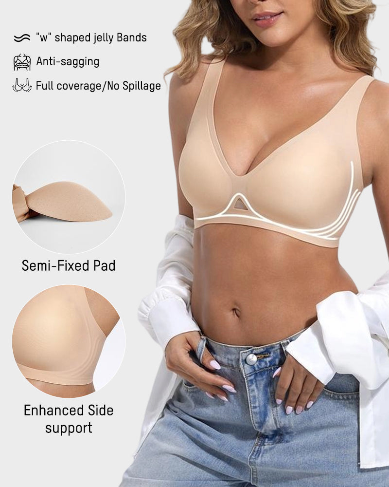 Wireless Deep-V Push-Up Bra with Jelly Support - FirmaLift