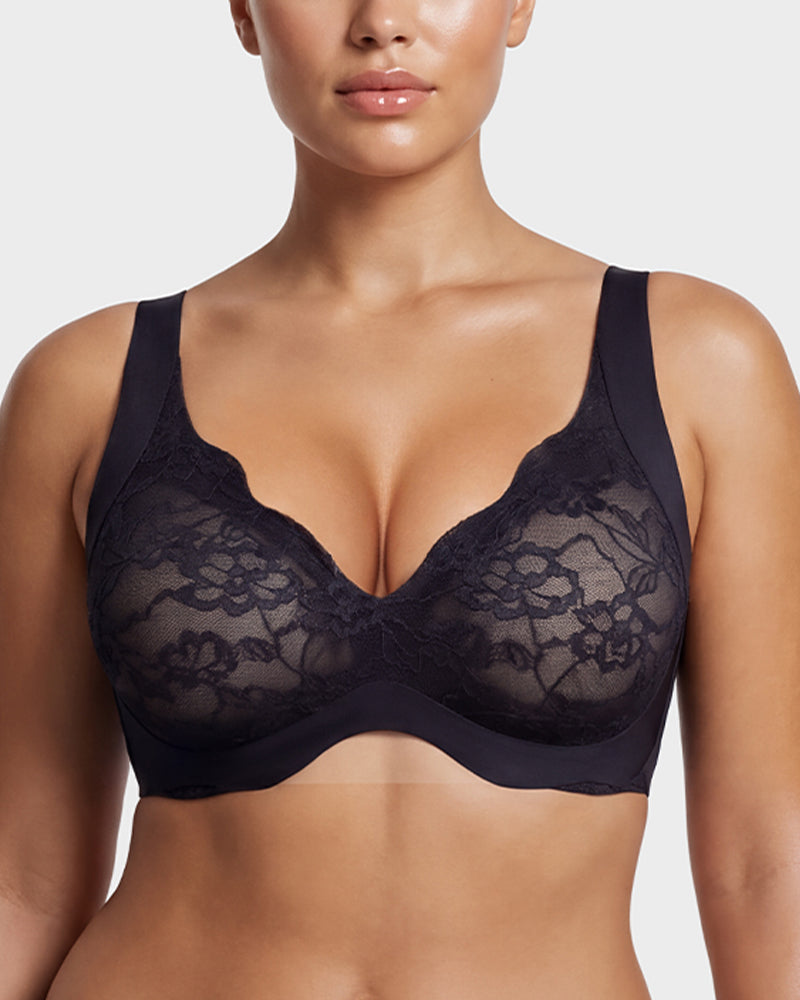Wireless Lace Full Coverage Minimizer Bra - FirmaSmooth
